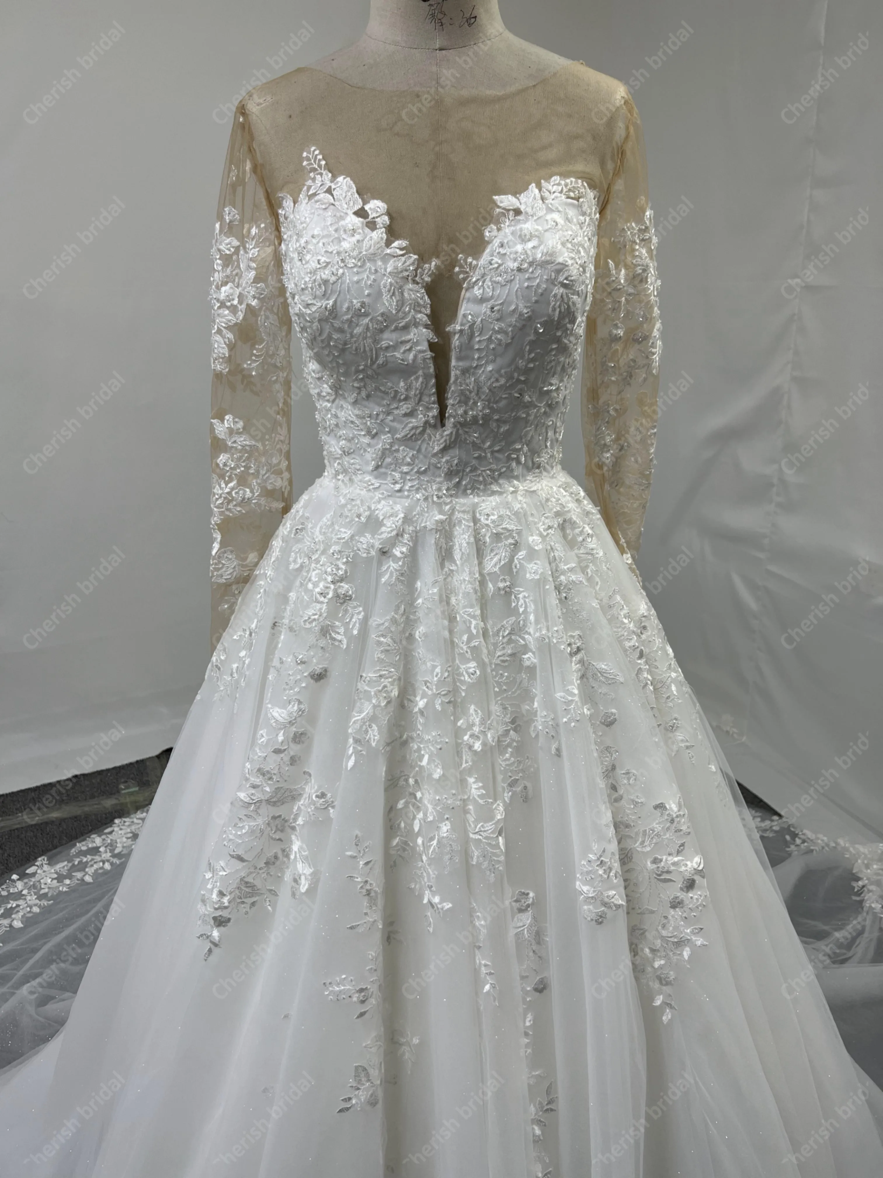 Wedding dresses, Brides wedding dresses 2024, elegant long sleeves weddingdress handmade beading bridal dress high quality