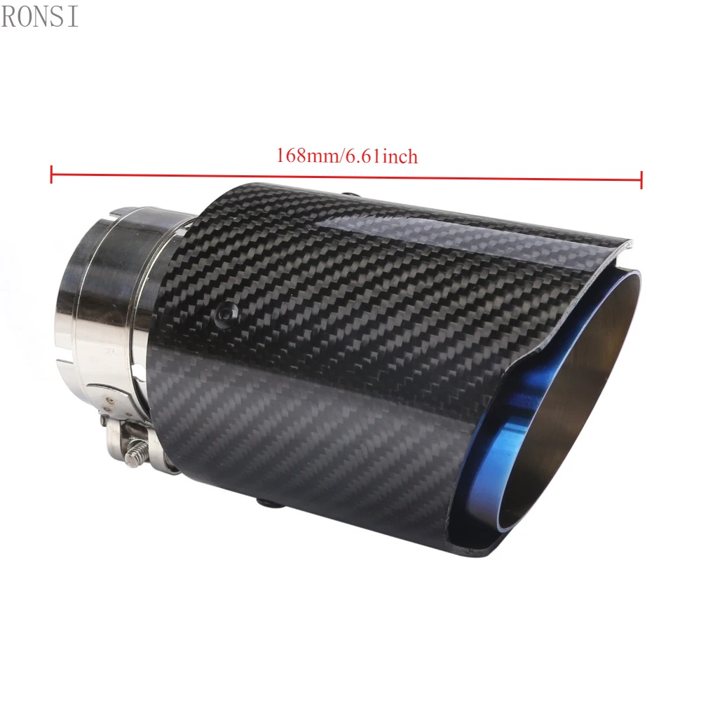 RONSI 1 Pcs Carbon Fiber Black Car Exhaust Tail larynx Suitable For Ford Mustang GT Exhaust Pipe Tip Decoration Accessories Blue