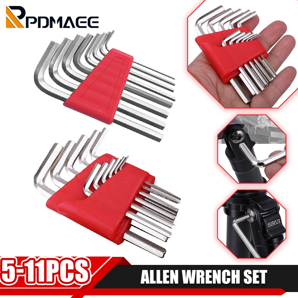 5/8/11 Pcs Metric Allen Wrench Set Inch Wrench L Wrench Keys Size Allen Key Short Arm Vehicle Repair Tool Set Home Hand Tools