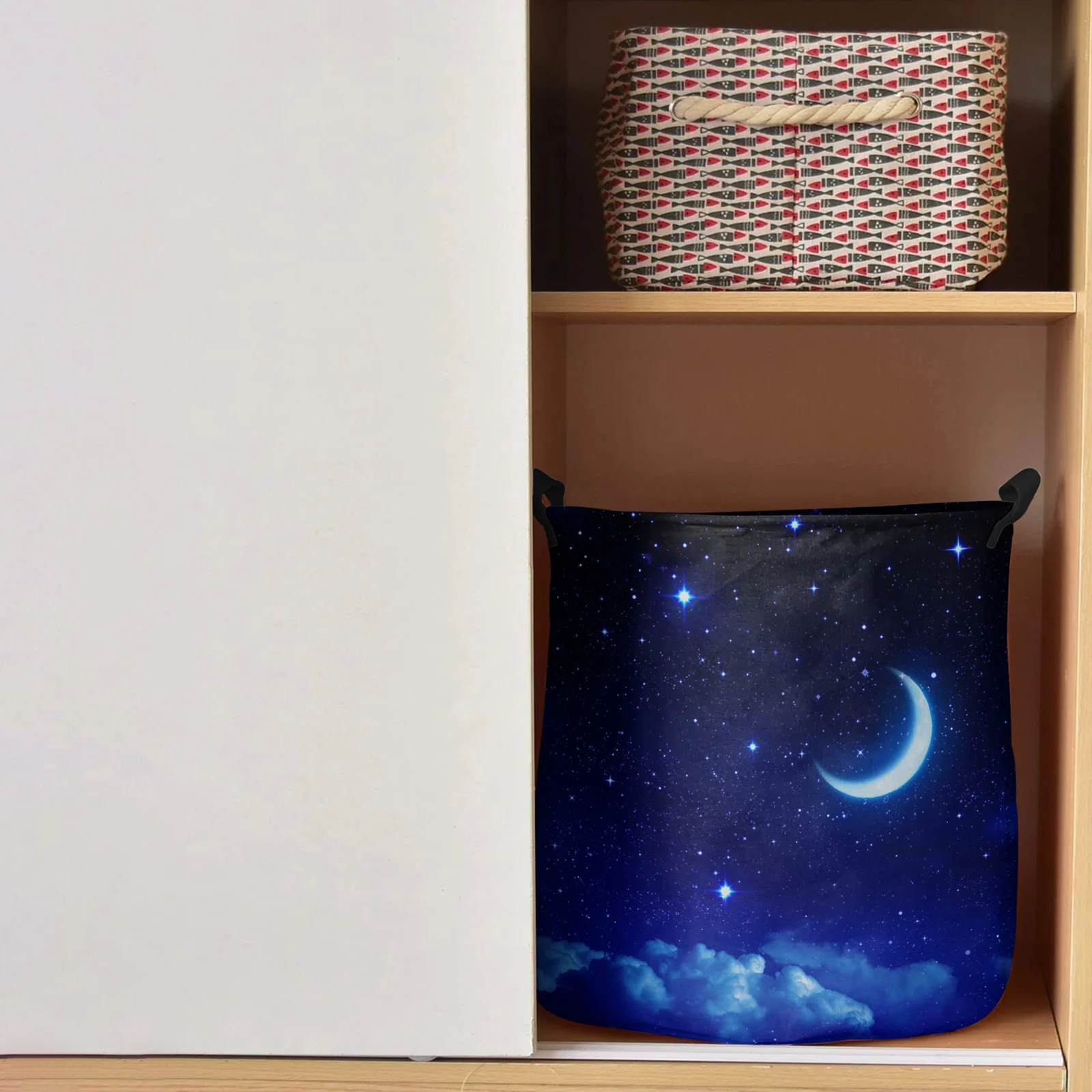 Starry Sky Universe Moon Stars Dirty Laundry Basket Foldable Waterproof Home Organizer Basket Clothing Kids Toy Storage Basket