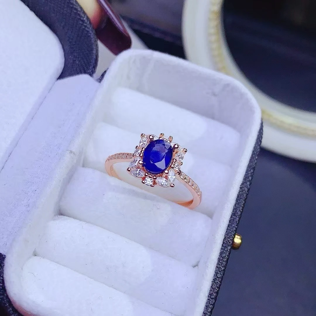 KJJEAXCMY 925 sterling silver Ring set with natural Sapphire,high-definition transparency,simple design interprets elegance