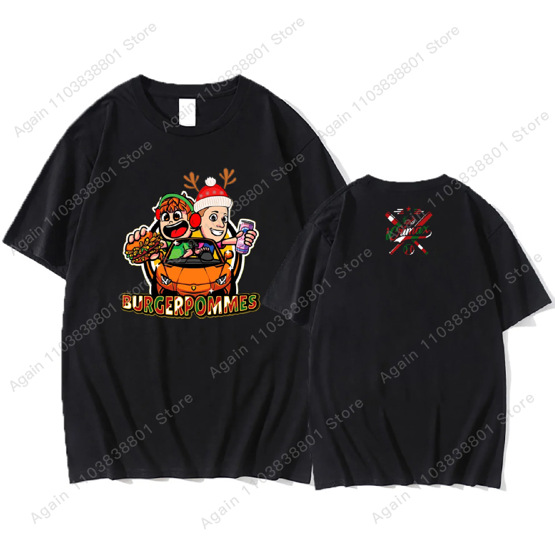 2025 Burgerpommes Icrimax Christmas Cotton T-shirt  Boys/girls Harajuku Kawaii T-shirts Children Tops Y2k Cartoon Tees Unisex