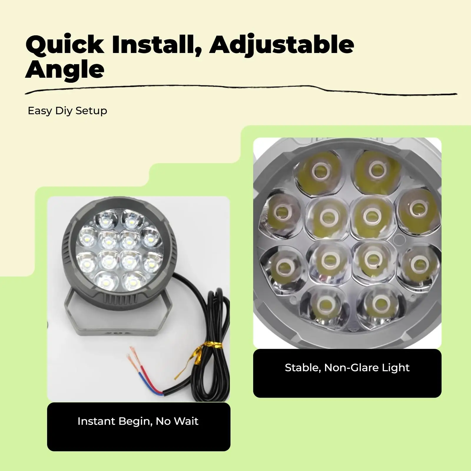 Motorcycle LED Light High Brightness Headlight IP67 Waterproof Driving Lamp for Night Ride Rain Fog Safety