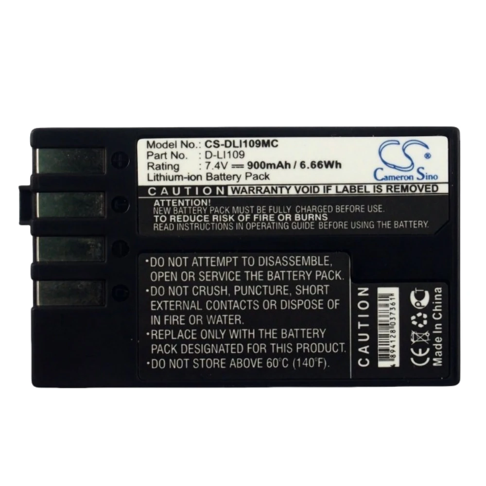 

Li-ion Camera Battery for PENTAX,7.4v,900mAh,K2,KS1,KS2,K30,K50,K500,K-R,K-2,D-LI109