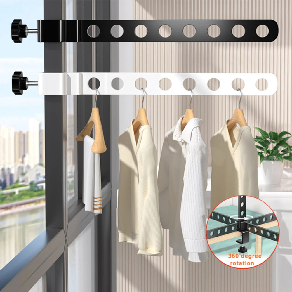 Wall Mounted Foldable Clothes Rack Space-Saving Foldable Aluminium Drying Rack Window Clothes Hanger Clothes Organization