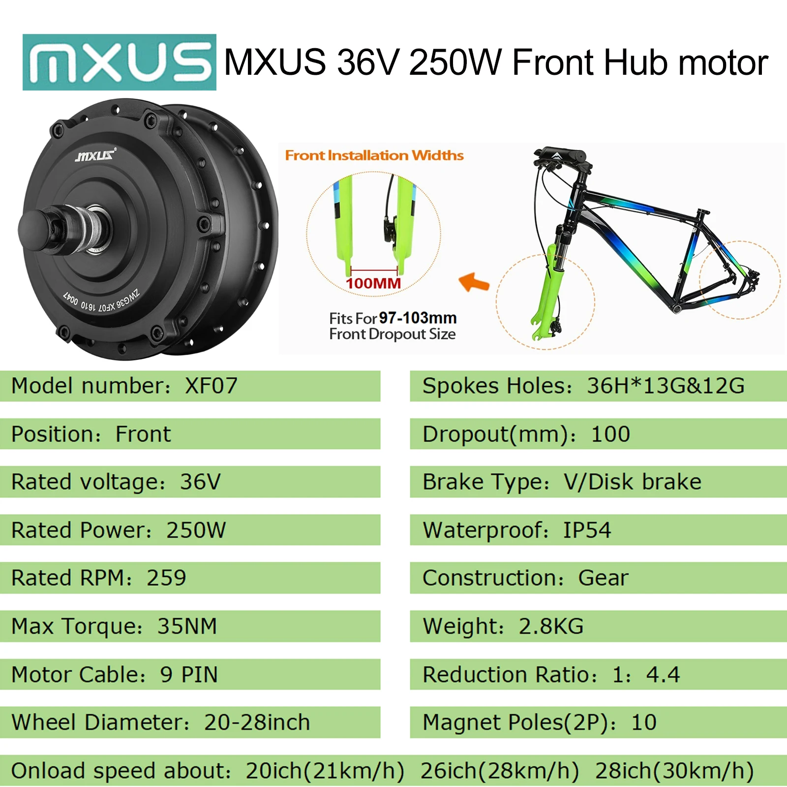 Elektrische fiets E-bike Motor MXUS 36V 250W 350W 48V 500W Hoge Snelheid borstelloze Versnellingsnaaf Motor Voor Achter cassette Wielaandrijving