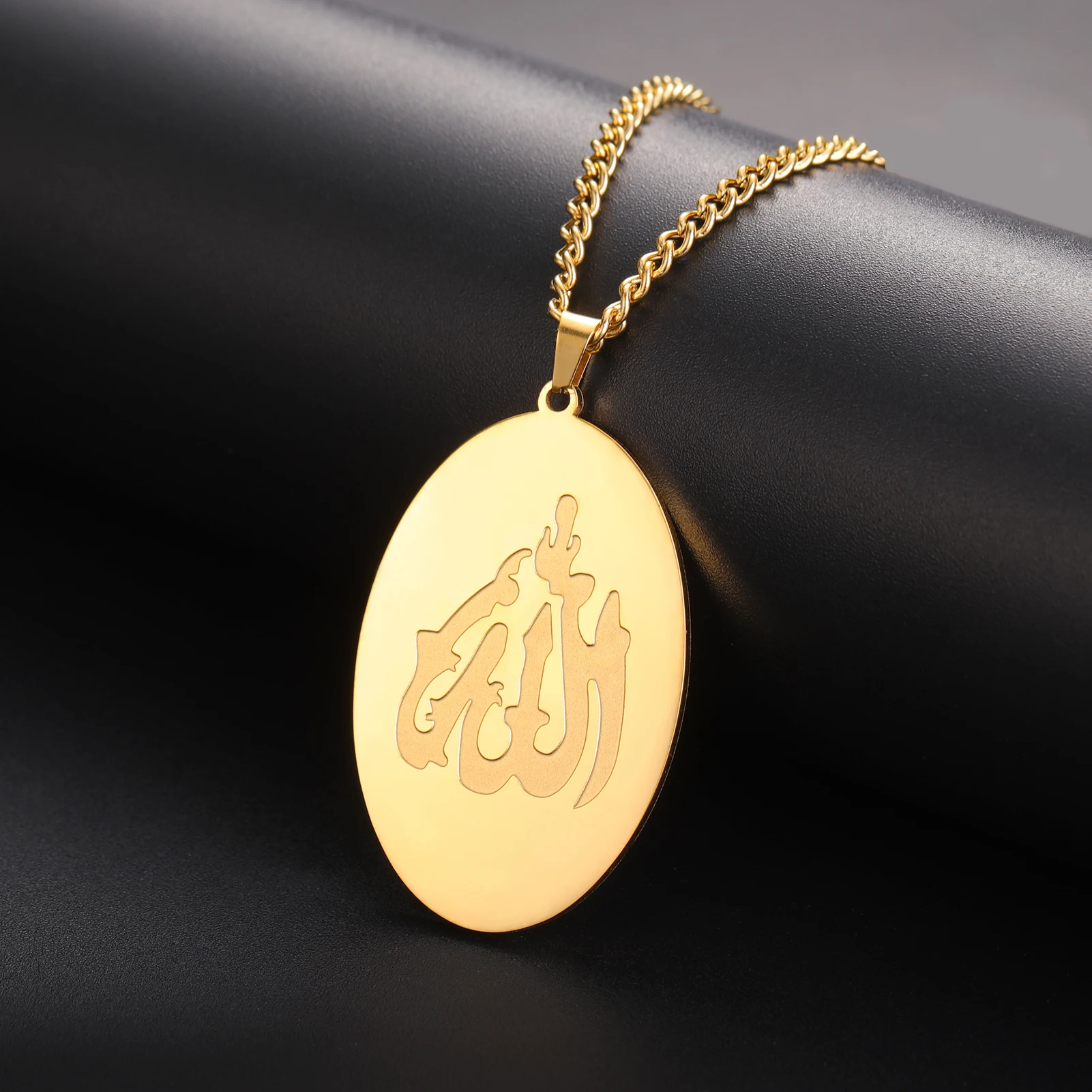 Vassago Muslim Islamic Rune Pendant Necklace Men's Stainless Steel Round Sign Vintage Protector Jewelry 2023 New