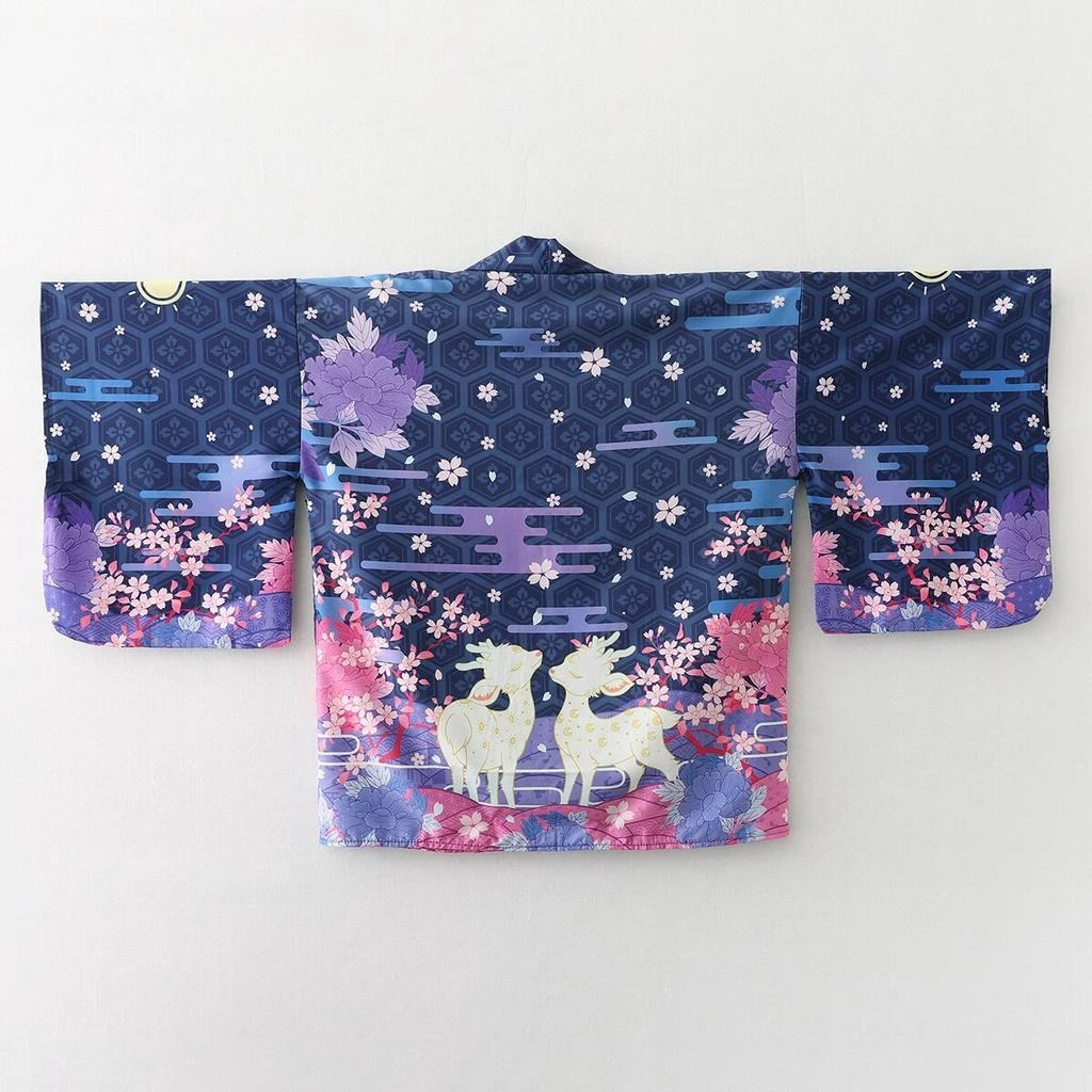 جديد الصيف فضفاض الوردي الأزرق الأيائل طباعة اليابانية الشارع الشهير سترة النساء الرجال Harajuku Haori كيمونو تأثيري بلوزة يوكاتا