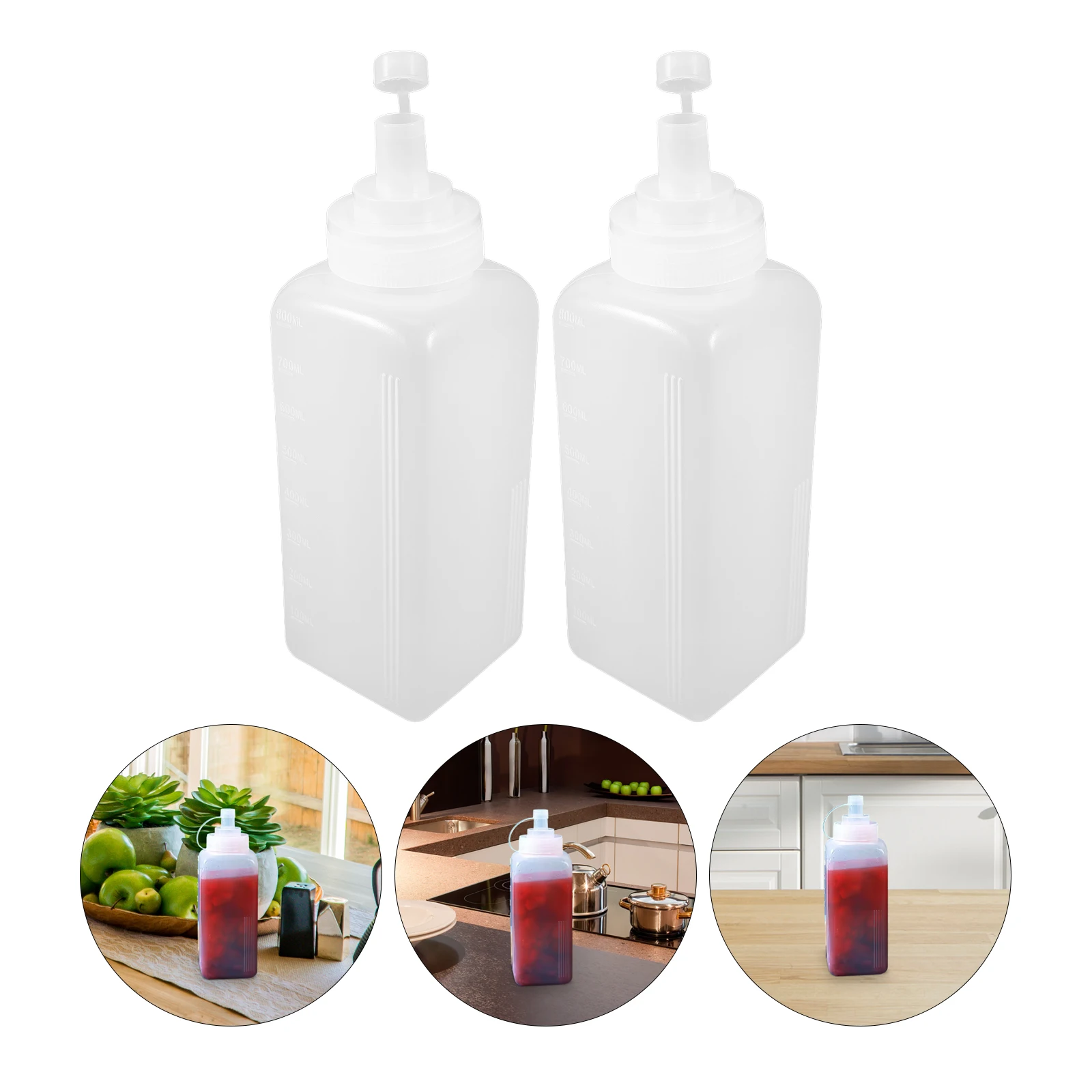 

2pcs 800Ml Plastic Squeeze Bottles Condiment Dispensers For Ketchup Mustard Mayonnaise Hot Sauce Olive Oil Refillable Kitchen