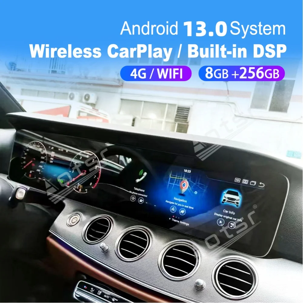 12.3” Dual Screen Qualcomm Android For Mercedes-Benz E Class 2017~2019 Car Multimedia LCD Meter GPS Navi Car Radio Head Unit
