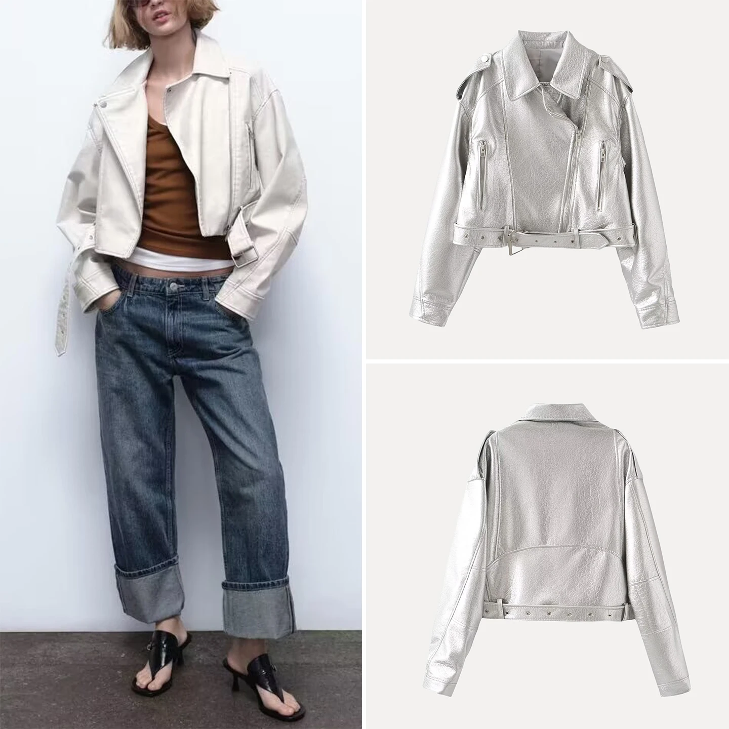 Chaqueta de motocicta para mujer, estilo informal, combina con todo, marca Z, fibra de poliéster, manga larga, modelo...