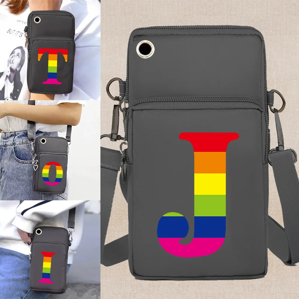 Mobile Phone Bag 2026 Arm Pack Accessories Packet Shoulder Bags Organizer for Apple/Huawei/Xiaomi Cell Phone Pouch Rainbow Print