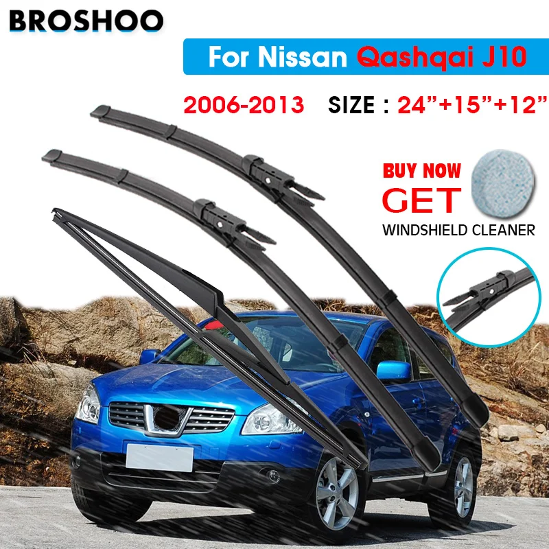 

Wiper Front Rear Wiper Blades Set For Nissan Qashqai J10 2006 2007 2008 2009 2010 2011 2012 2013 Front Rear Window 24"+15"+12"