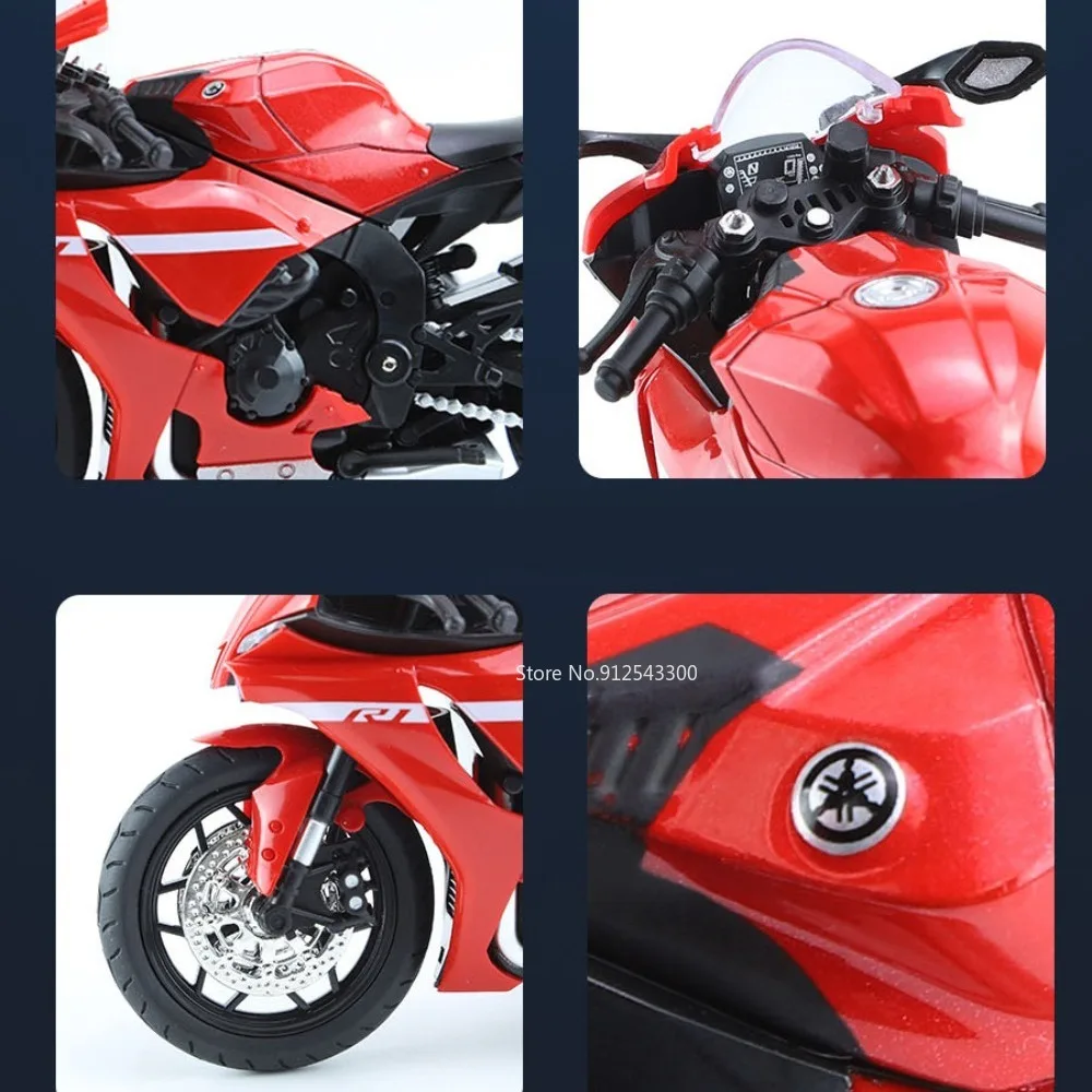 1/12 YAMAHA R1 Toy Motorcycle Model Alloy Diecast with Sound Light Rubber Tires Scale Model Motorcycle Toys for Kids Collection