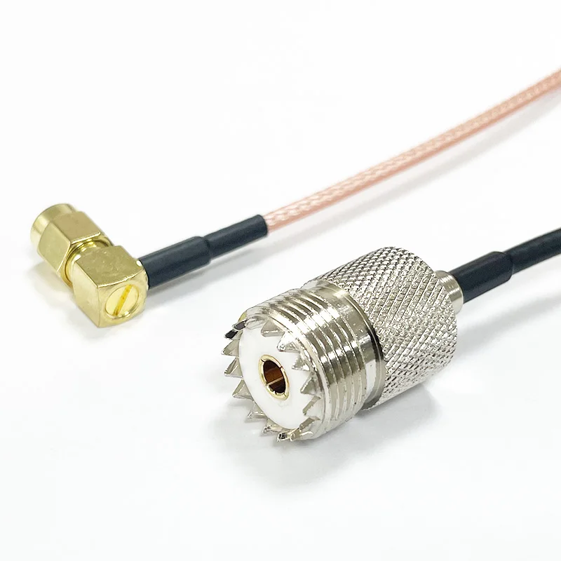 SO239 to SMA Cable 12inch UHF Female SO-239 to SMA Male Angle Cable Jumper Right Angle for CB Radio Antenna