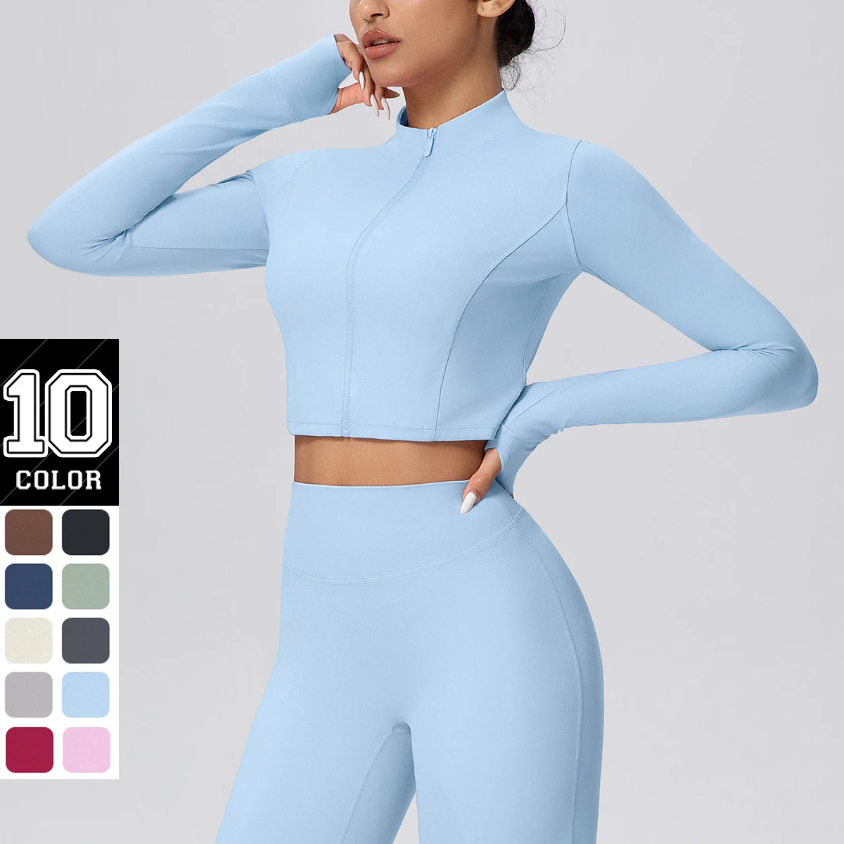 

Спорт на открытом воздухе, бег, молния с длинными рукавами, йога для женщин, тонкая куртка, топ, быстросохнущая дышащая верхняя одежда для тренировок в тренажерном зале, пальто для йоги