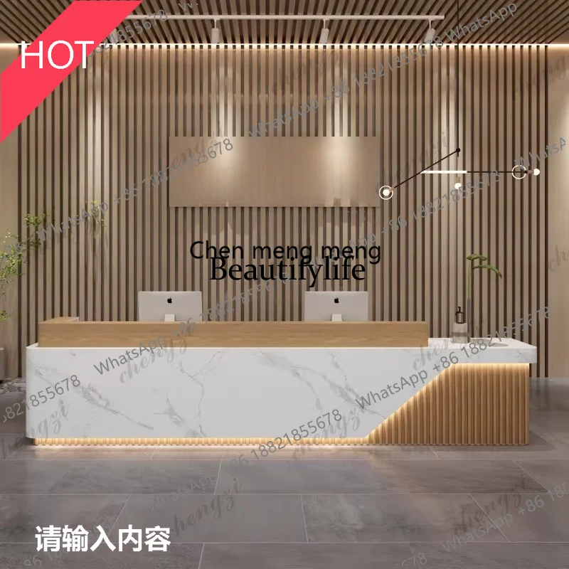

A51 Modern Design Hotel Lobby Front Desk Nordic High-End Marble Beauty Salon Reception Desk Minimalist Office Furniture pulpito