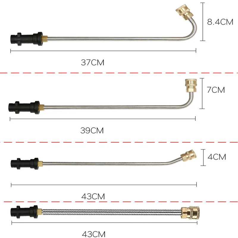 ROUE 1/4 Inch Rod Jet Car Cleaning High Pressure Water Gun Extension for Karcher K2 K3 K4 K5 K6 K7 with Nozzle