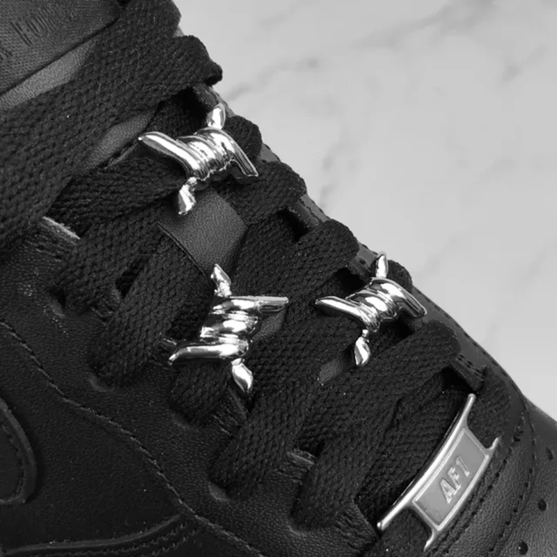 1 Pair Luxurious for Metal Buckles Wire Thorn Knot Shoe Decorative Flower Sneakers Iron Ring Shoelaces Shoe Charms Accessories