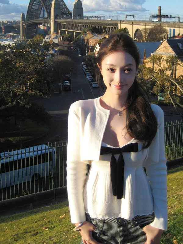 

Белый открытый кардиган Pure Desire, женский осенний комплект Faion с узлом, топ с застежкой на талии, комплект из двух предметов