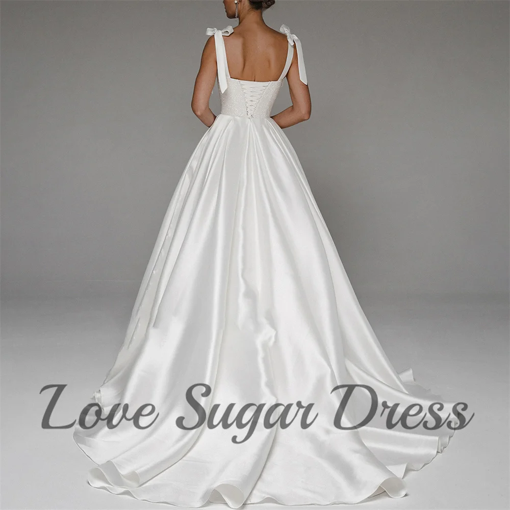 Exquisite Sweetheart Wedding Dresses Elegant A Line Long Bridal Gowns Sparkly Satin Back Lace Up Bride Dress vestidos de novia