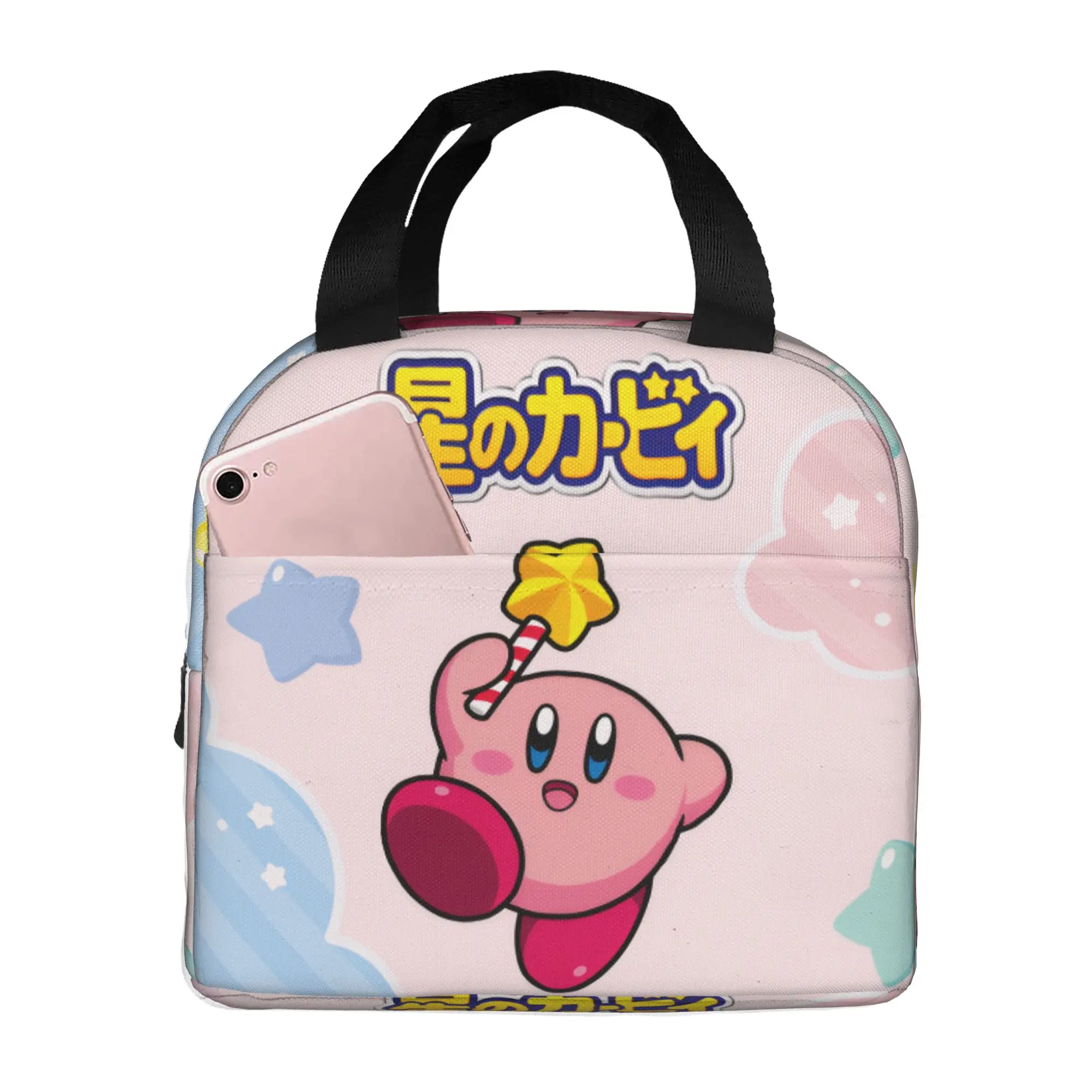 Custom K-Kirbys Insulated Lunch Tote Bag Women Retro Anime Game Resuable Thermal Cooler Food Lunch Box Outdoor Camping Travel