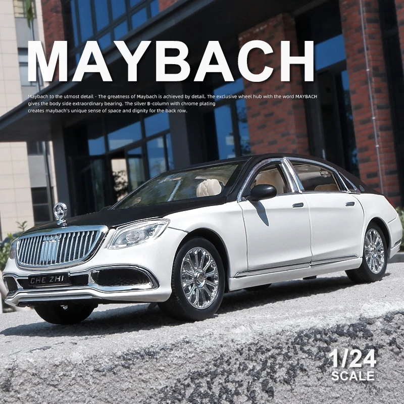 1:24 Maybach S600 S650 Alloy Luxy Car Model Diecasts Metal Toy Vehicles Car Model High Simulation Sound and Light Childrens Gift