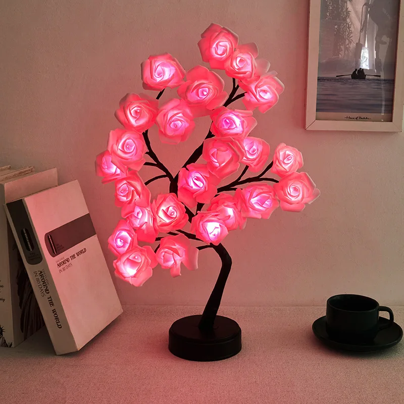 

Bedroom Living Room Atmosphere LED Tree Light Home Rose Decoration Light Maple Leaf Light Christmas Decoration Small Night Light