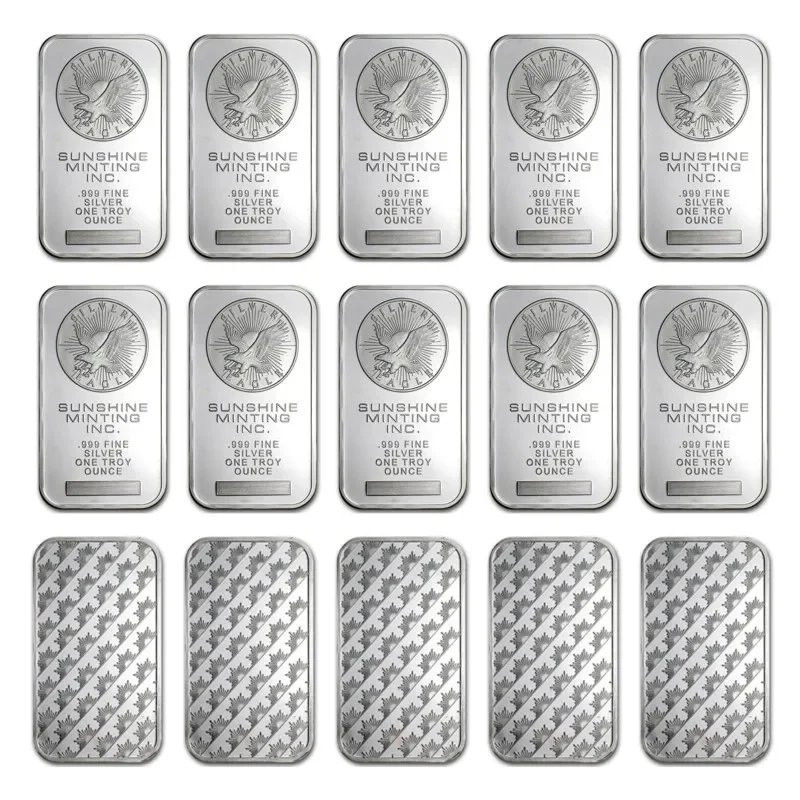 

5/10/20pcs 1 oz Silver Bar American Sunshine Minting Silver Bullion Silver Bar Business Gift Collectible