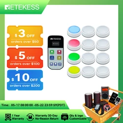 Retekess TM102 ไร้สายแบบทดสอบเกม Buzzer System 3 โหมดคําตอบ 4 สีสถานะสําหรับการแข่งขันเกมแสดงครอบครัวเกม