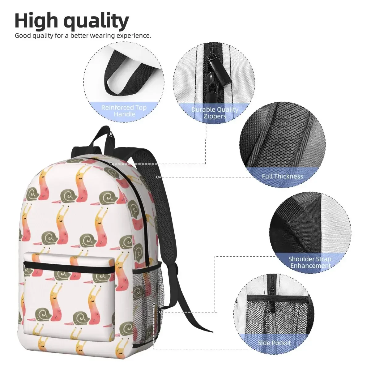 Smiling Cute Snail Backpack Student BookBag Children School Bag Laptop Shoulder Bags for Men Women