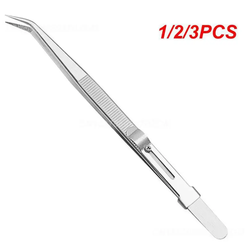 

1/2/3PCS Stainless Steel Tweezers Adjustable Slide lock Antistatic Tweezers Jewelry Making Tool For Electronic Component Repair