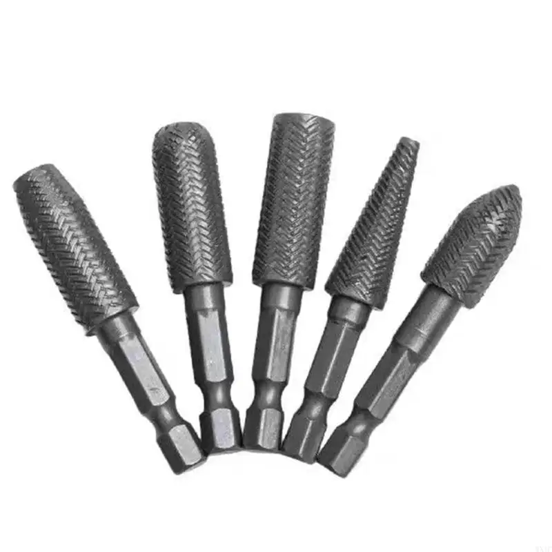 WXTC 5pcs rotativo Burr Rasp Conjunto Bit Bit Carbon Aço Arquivo Rasp Diy