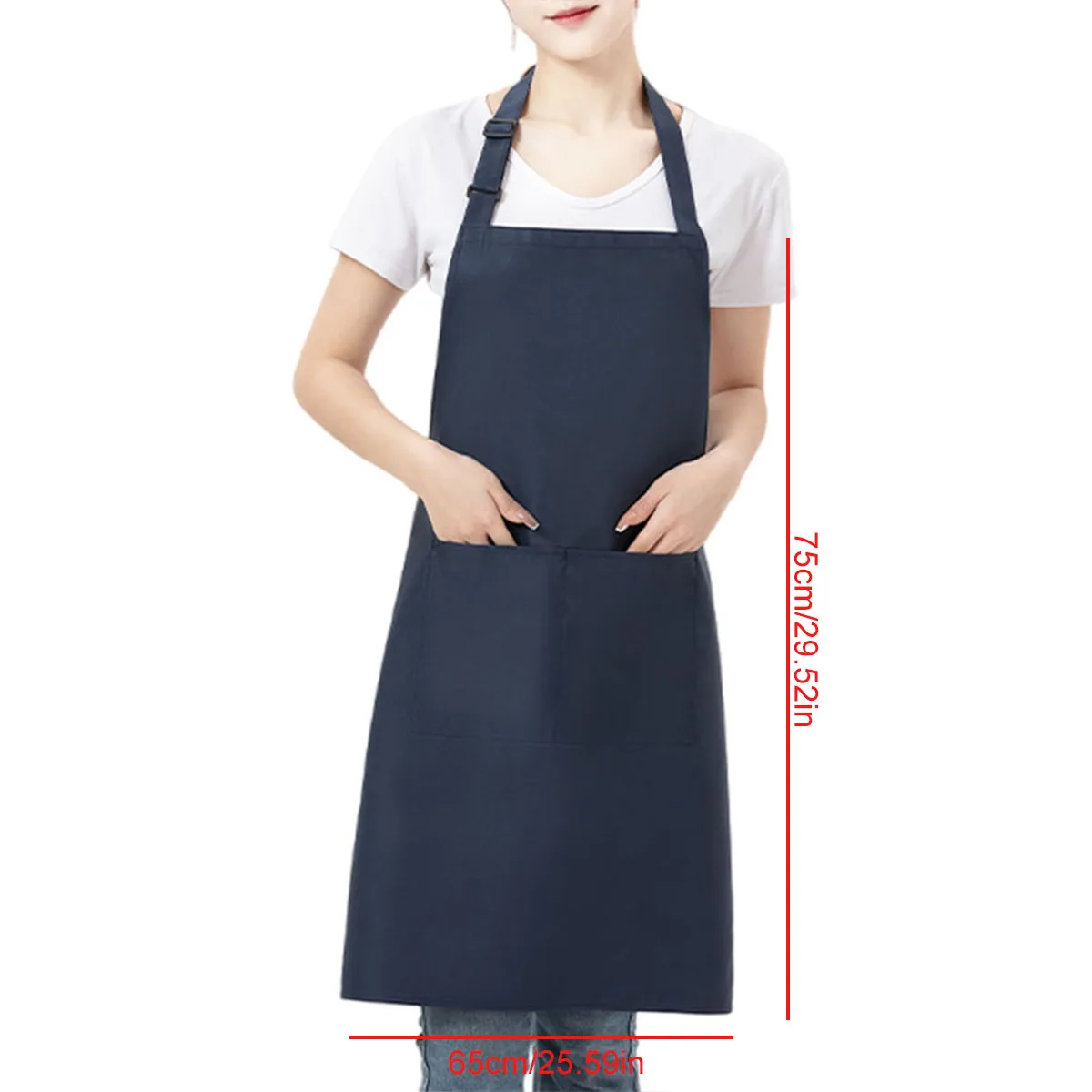 Adjustable Bib Apron With Pockets Cooking Kitchen Aprons For Women Men Chef Apron Halter Neck Simple Black Apron Kitchen Tool