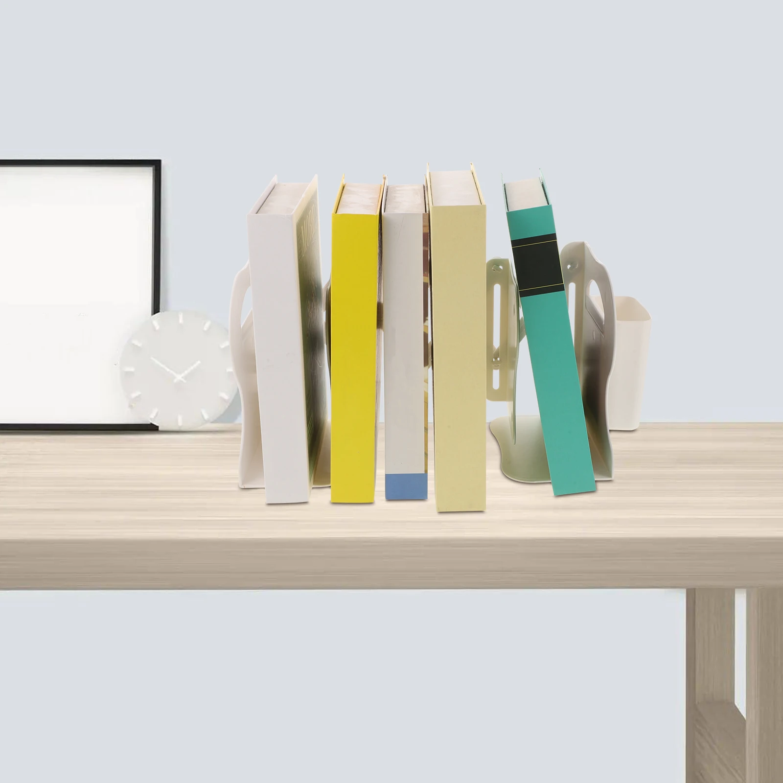 

Book Clip Cover Bookshelves Desk Organizer Binder for Metal Stand Stoppers Magazine Holders Plastic Desktop Bookshelf Student