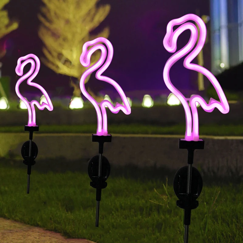 Solar Neon Flamingo Light LED Landscape Courtyard Lamp Garden Waterproof Stake Light Pathway Holiday Decoration Ground Lawn Lamp