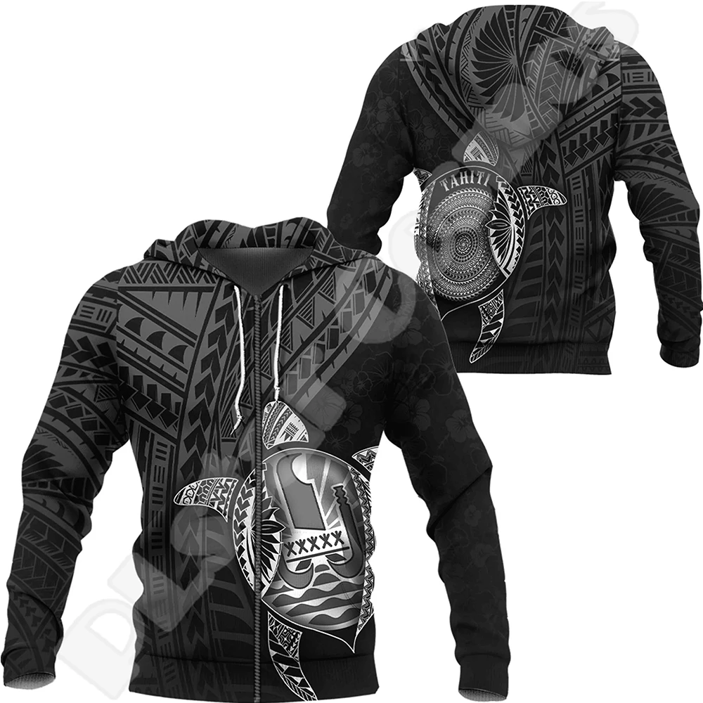French Polynesia Tahiti Island Tattoo Country Flag Tribal Tracksuit Harajuku Pullover 3DPrint Streetwear Casual Jacket Hoodies R