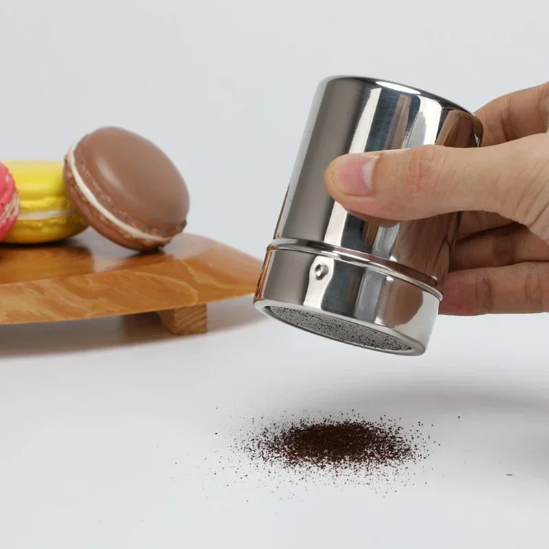 1pc Stainless Steel Chocolate Shaker Cocoa Flour Coffee Sifter Or 16Pcs Coffee Stencils Template Strew Pad Duster Spray Tools