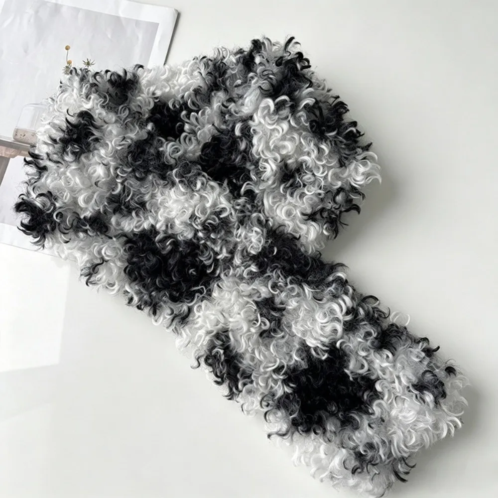 Fashionable Thickened Lamb Fur Scarf Windproof Keep Warm Fluffy Fur Scarf Magnetic Buckle Neck Warmer Winter