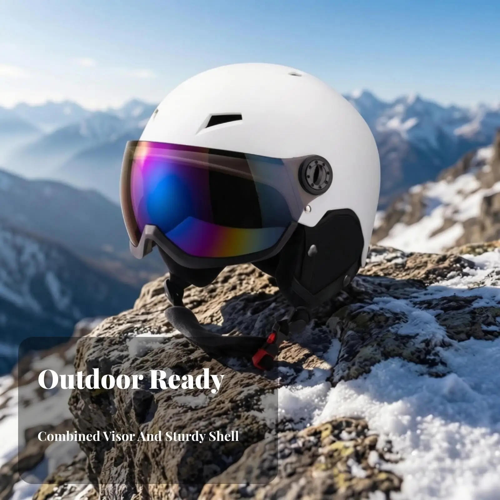 Adult Ski Helmet with Visor ABS Shell EPS Liner Snowboard Head Protection Gear for Men Women Cold Weather
