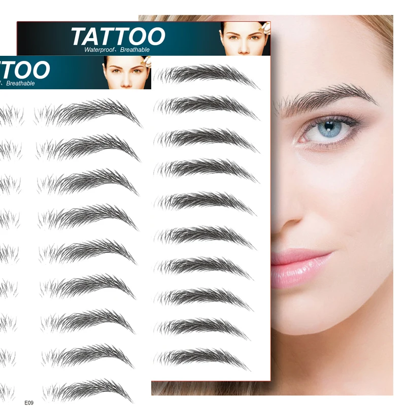 Water-based Hair-liked Eyebrow Tattoo Sticker Waterproof Long Lasting Makeup False Eyebrows Stickers for Brow Grooming Shaping
