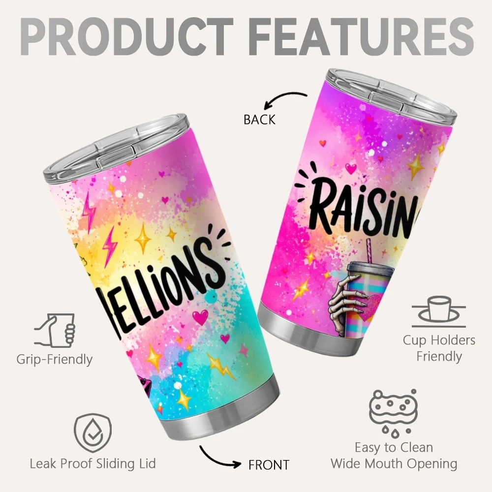 Colorful Skull Lady Vacuum Flasks 20oz Coffee Tumbler with 2 Lids & Straw Stainless Steel Vacuum Insulated Mug