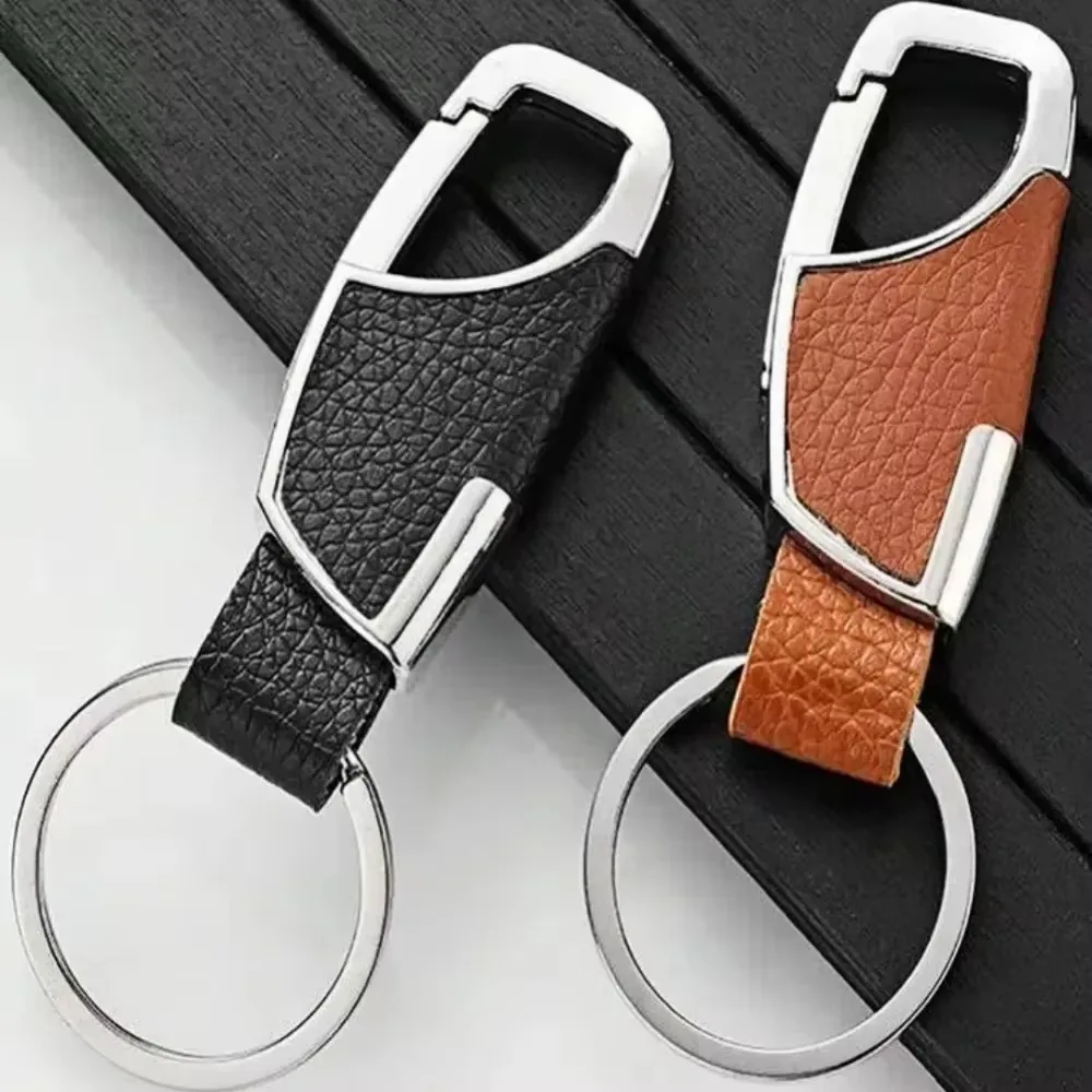 

Personalized Leather Splicing Waist Hanging Car Keychain Metal Key Ring Chain Motorcycle Keyring Accessories for Man Gift