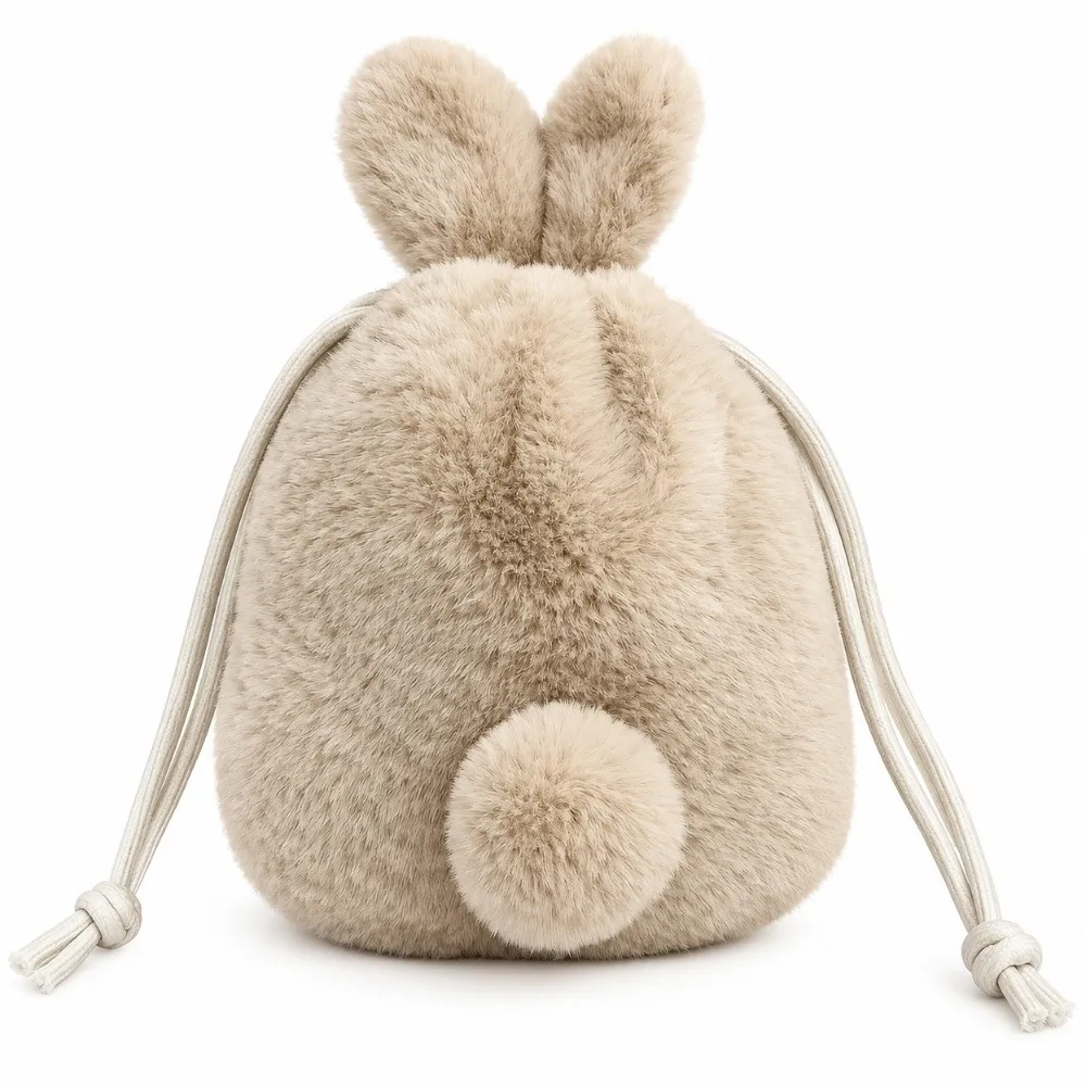 Faux Soft Lining Faux Makeup Bag Zipper Closure Fluffy Texture Large Capacity Bag Compact Size Large Capacity