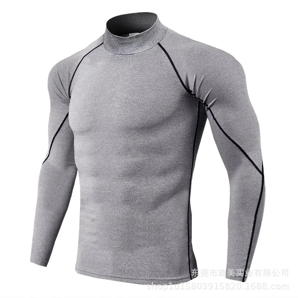 Men High Collar Thermal Underwear Elastic Thermal Shirt Man Compression Undershirts Long Johns Man Sport First Layer Sleepwear