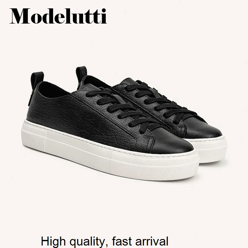 

New Spring 2023 Autumn Women Fashion Genuine Leather Lacing Flat Shoes Solid Simple All-match Casual Sneaker Female