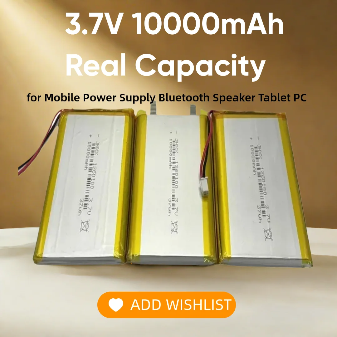 Real Capacity 1260100 3.7V 10000mAh Lithium Polymer Battery Large Capacity for Mobile Power Supply Bluetooth Speaker Tablet PC