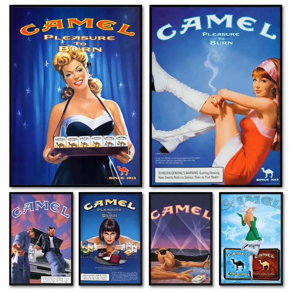 Vintage C-Camel Cigarettes Poster Room Decor Home Wall Art Printing Waterproof Garage BedRoom Posters Gift