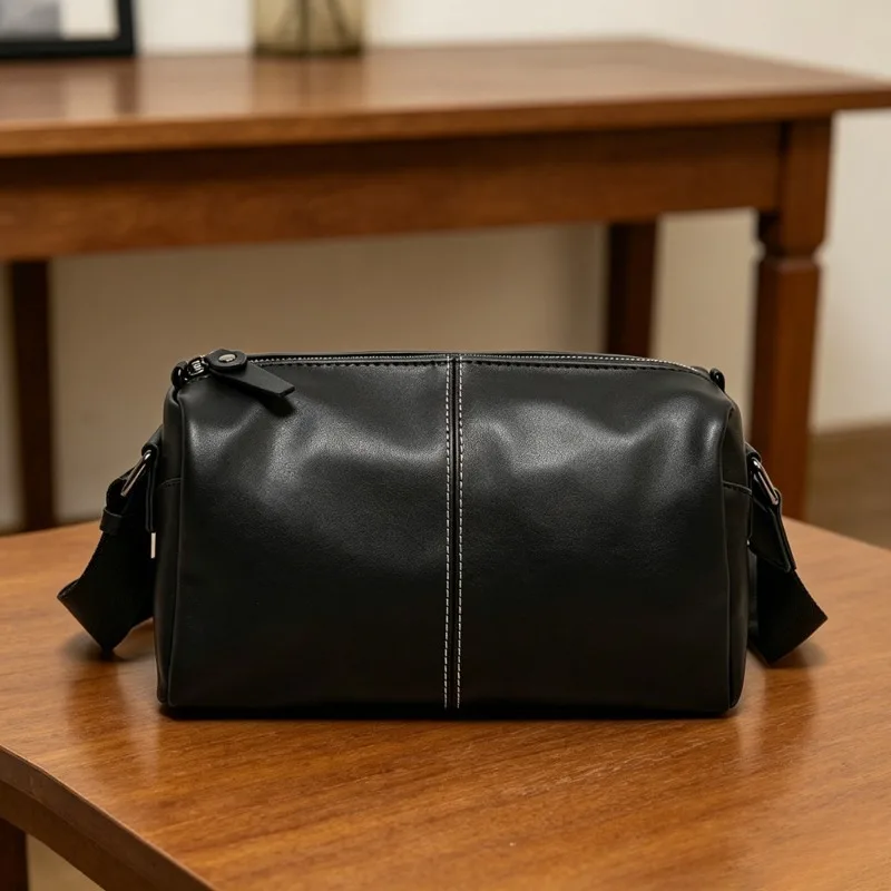 

New Fashion Men Crossbody Bag Trendy Pillow Crossbody Bags Men Luxury Soft Leather Shoulder Bags Male Large Capacity Sling Purse