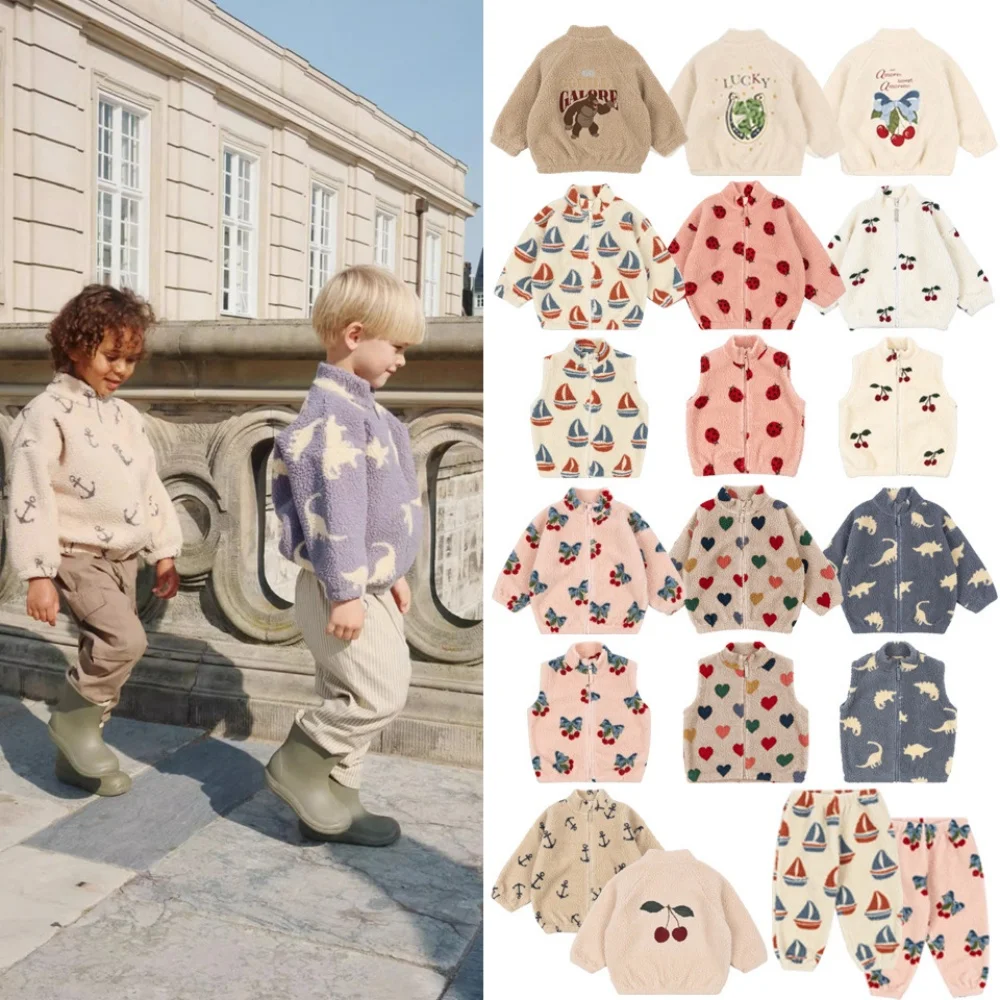 

In-Stock Autumn Winter New Arrival Kids Clothing Ks Fur Coat Sailing Heart Print Cute Fur Jacket Boys Girls